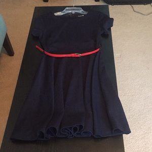 Classic Dark Blue Forever 21 Dress w/ Red Belt
